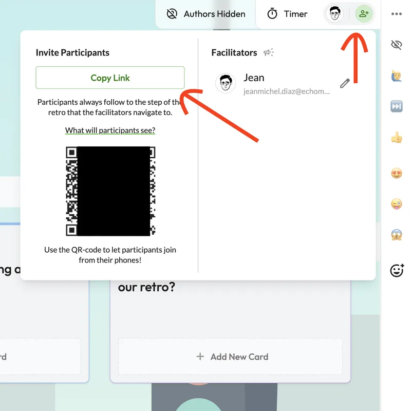 Screenshot der Ansicht zum Einladungslink für Teilnehmende