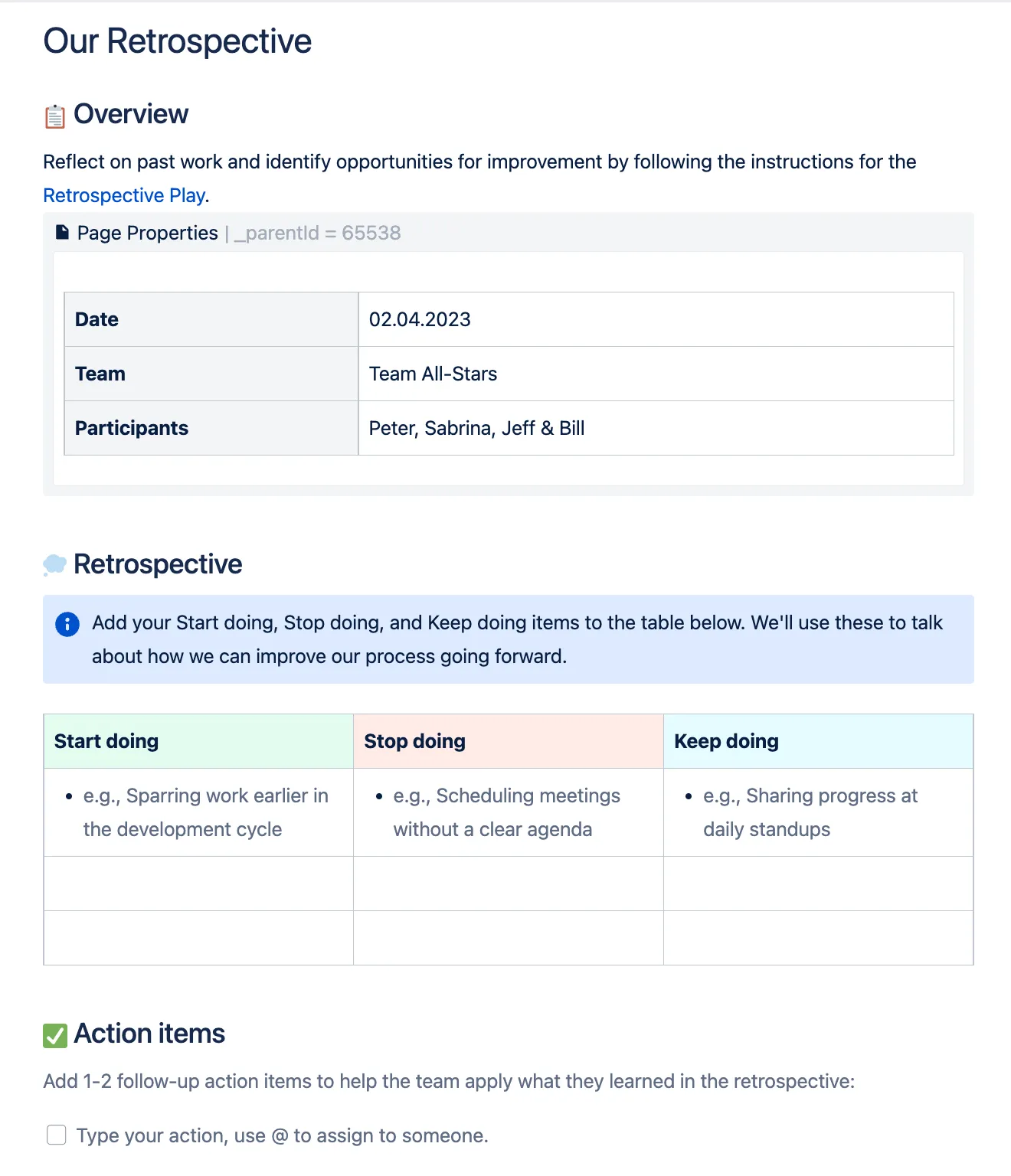 Retrospektywa w Jira Confluence