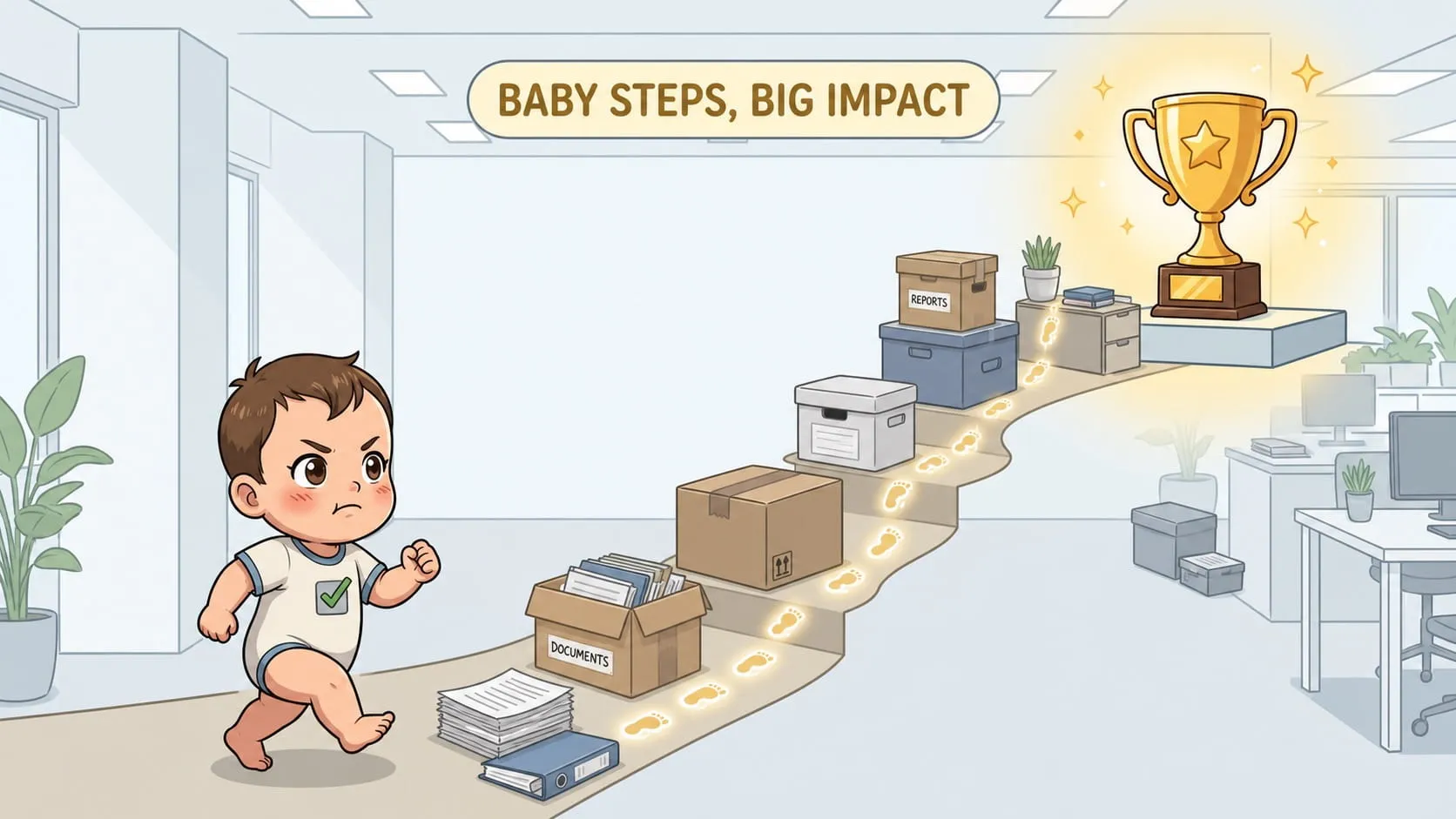 Iterative improvements with baby steps in an agile retrospective