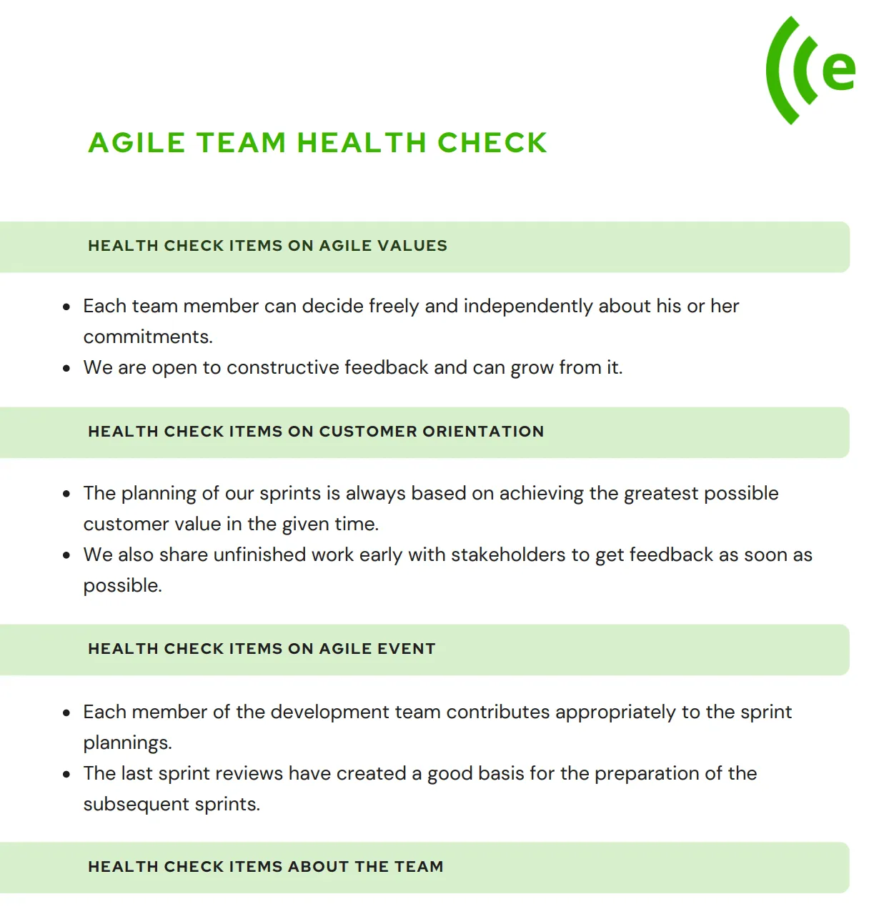 agile team health check template norsk