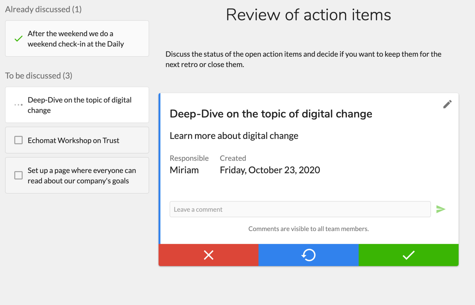 Graphic Review Action Items