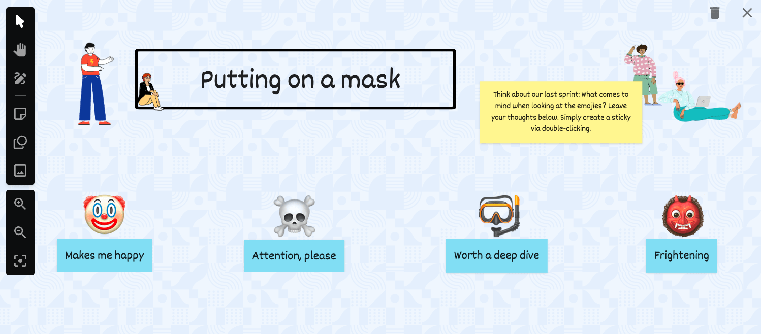 iteration retrospective game mask emoji