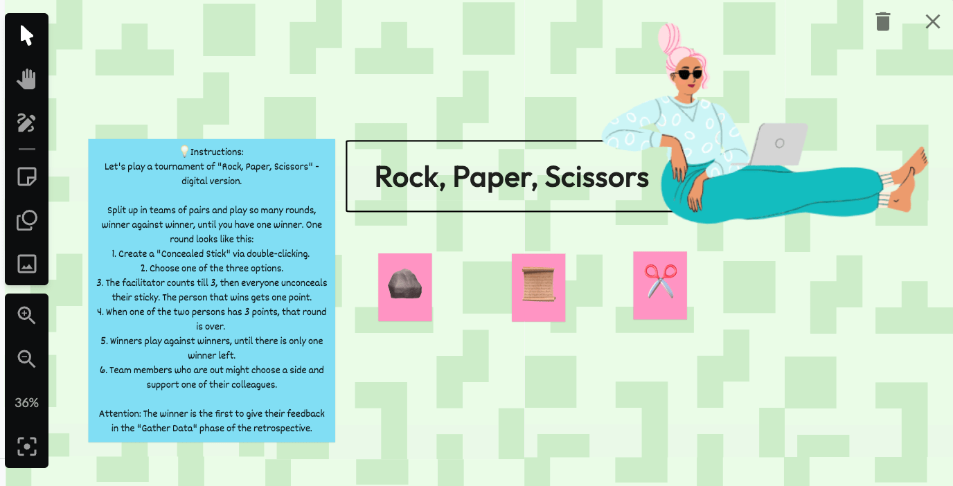 retrospective meeting games icebreaker echometer rock paper scissors